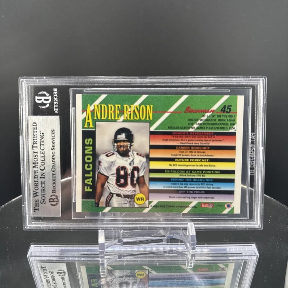 1993 Andre Rison Atlanta Falcons Beckett Authentic Autographed Bowman NFL